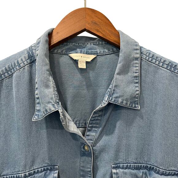 Lucky Brand Chambray Denim Button Down Shirt Size XL Western Classic - Picture 5 of 9
